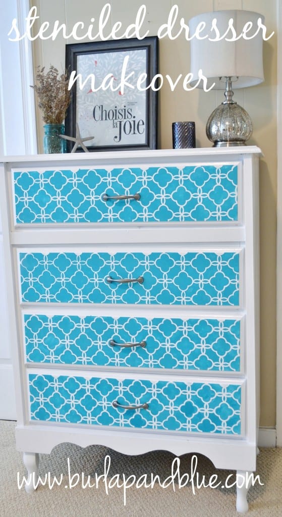 stenciled dresser makeover by burlap+blue