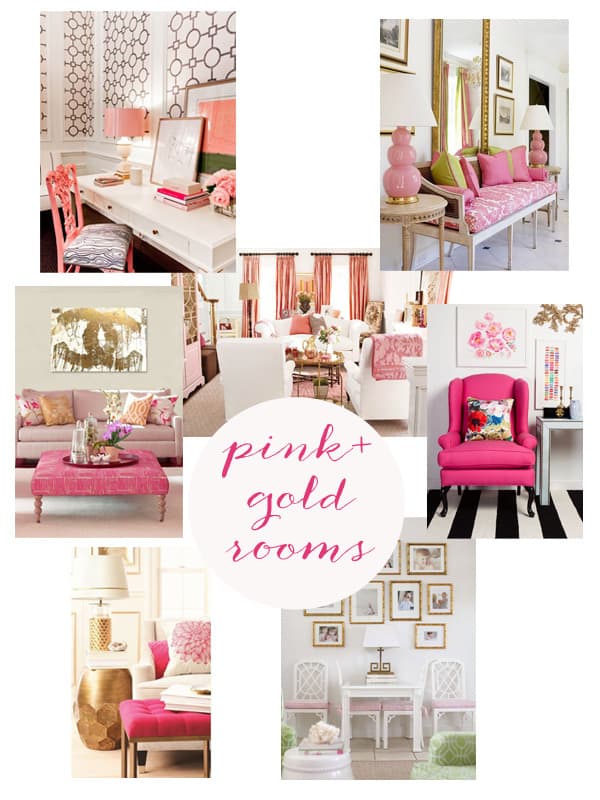 pink and gold living room