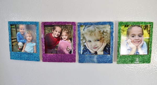 glittered wood frames