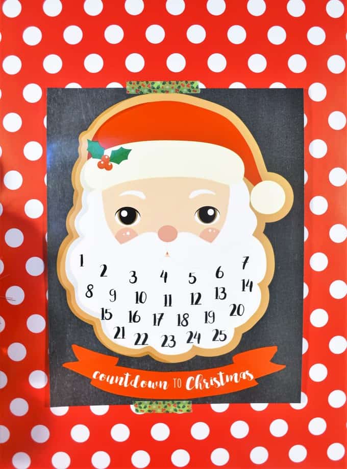 santa claus printable advent calendar