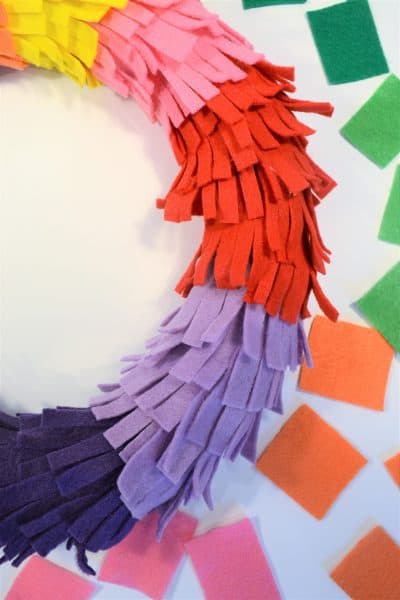 Door Wreaths Ideas {make A Rainbow Fringe Wreath}