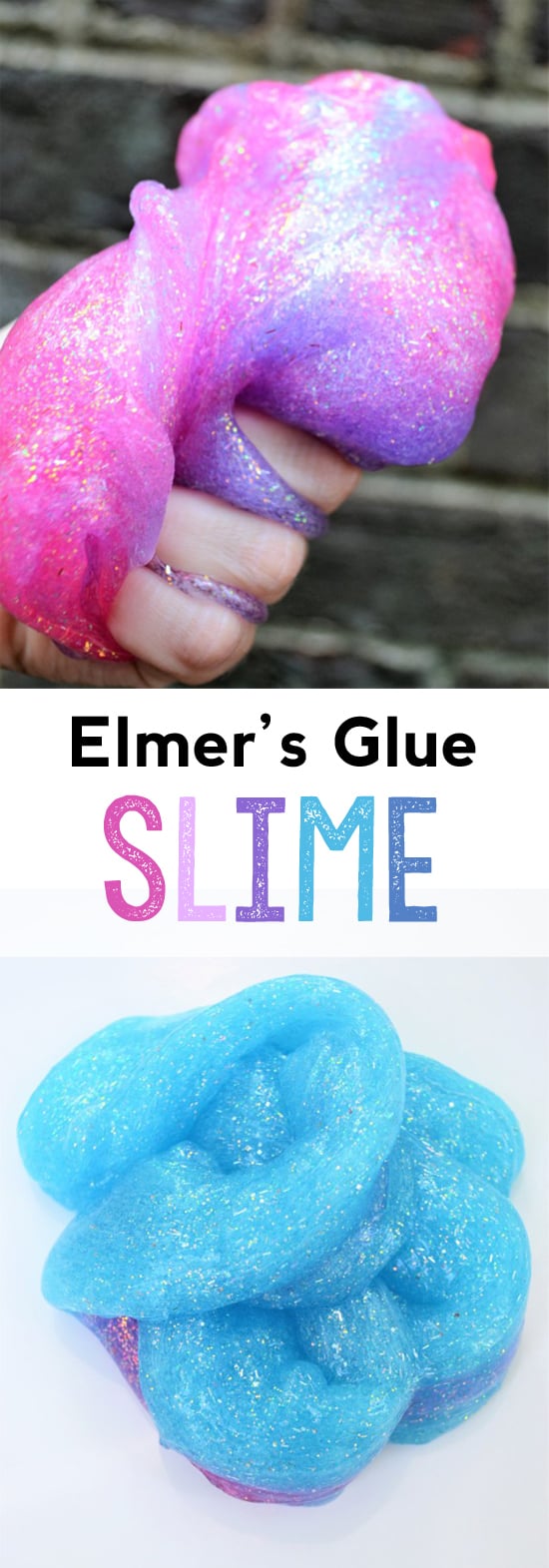 Glittery Kid-Safe Elmer's Unicorn Slime Recipe - Happy Hooligans