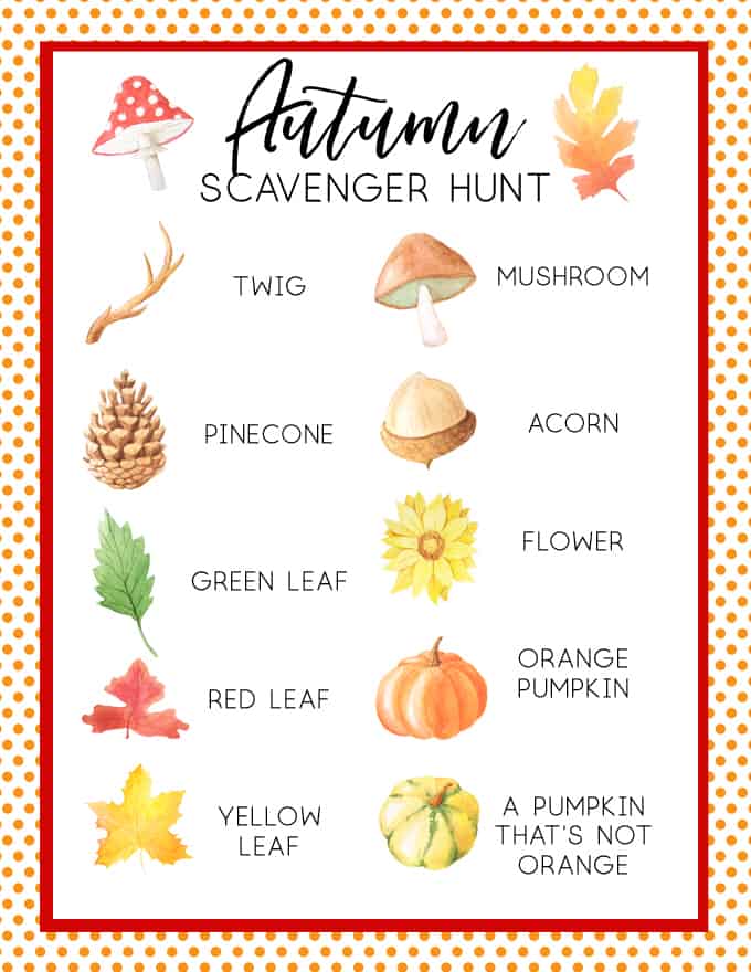 Fall Scavenger Hunt Printable Free Printable Word Searches