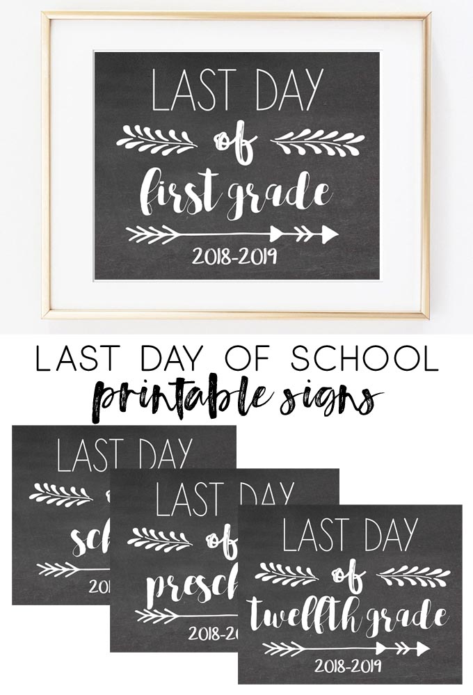 Last Day Of School Printable Sign 2019