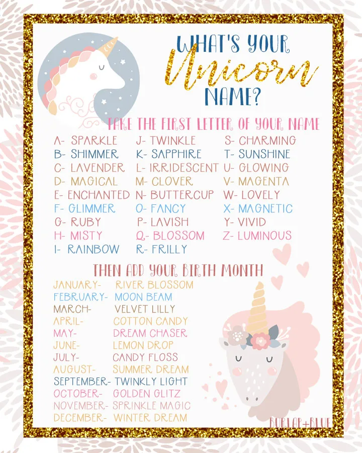 unicorn names free unicorn names for your unicorn party